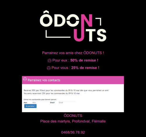 Landing page parrainage Ôdonuts Landing page parrainage Ôdonuts